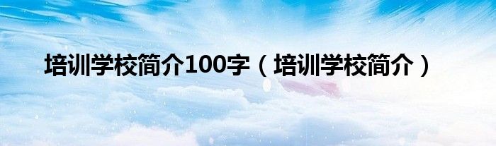 培训学校简介100字（培训学校简介）