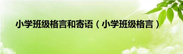 小学班级格言和寄语（小学班级格言）