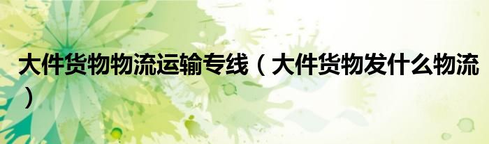 大件货物物流运输专线（大件货物发什么物流）