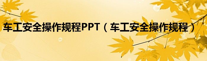 车工安全操作规程PPT（车工安全操作规程）