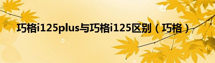 巧格i125plus与巧格i125区别（巧格）