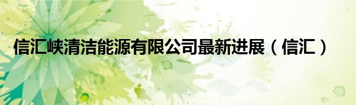 信汇峡清洁能源有限公司最新进展（信汇）