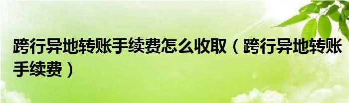 跨行异地转账手续费怎么收取（跨行异地转账手续费）