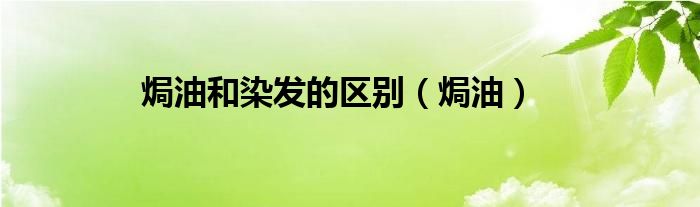 焗油和染发的区别（焗油）