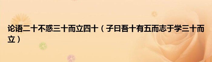 论语二十不惑三十而立四十（子曰吾十有五而志于学三十而立）