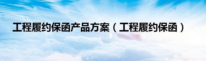 工程履约保函产品方案（工程履约保函）