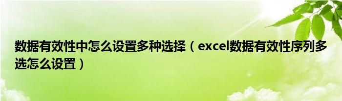 数据有效性中怎么设置多种选择（excel数据有效性序列多选怎么设置）
