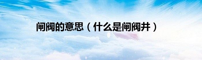 闸阀的意思（什么是闸阀井）