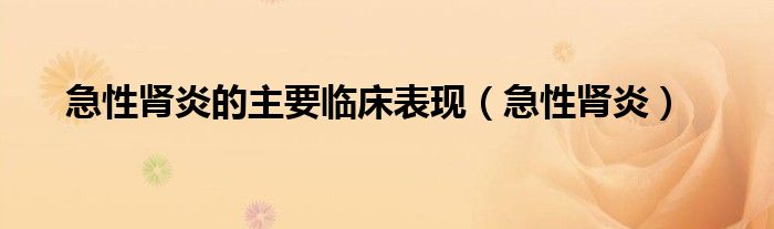急性肾炎的主要临床表现（急性肾炎）