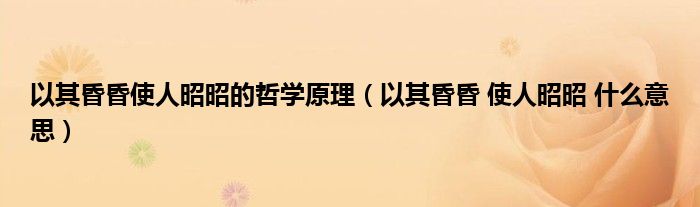以其昏昏使人昭昭的哲学原理（以其昏昏 使人昭昭 什么意思）