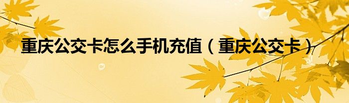 重庆公交卡怎么手机充值（重庆公交卡）