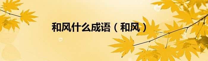 和风什么成语（和风）