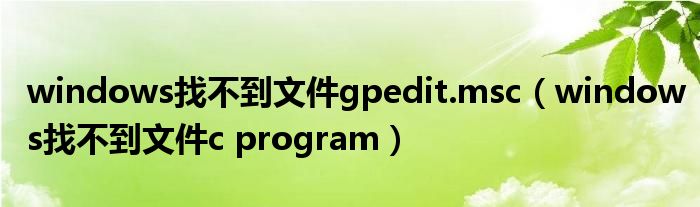 windows找不到文件gpedit.msc（windows找不到文件c program）