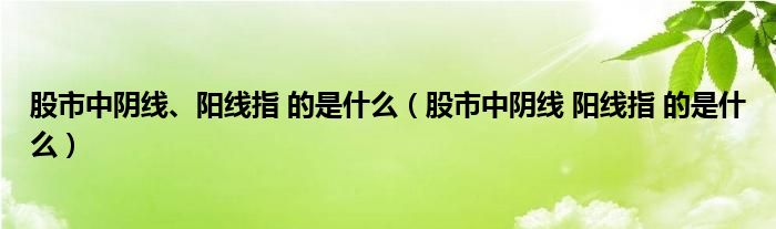 股市中阴线、阳线指 的是什么（股市中阴线 阳线指 的是什么）