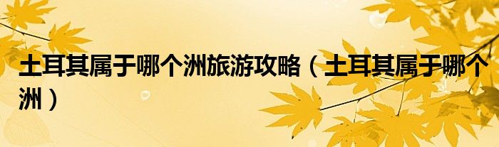 土耳其属于哪个洲旅游攻略（土耳其属于哪个洲）