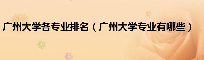 广州大学各专业排名（广州大学专业有哪些）