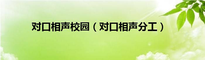 对口相声校园（对口相声分工）