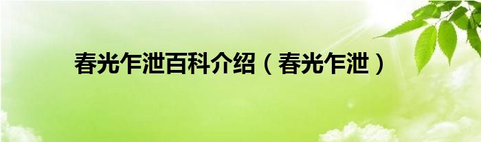 春光乍泄百科介绍（春光乍泄）