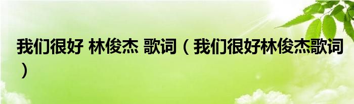 我们很好 林俊杰 歌词（我们很好林俊杰歌词）