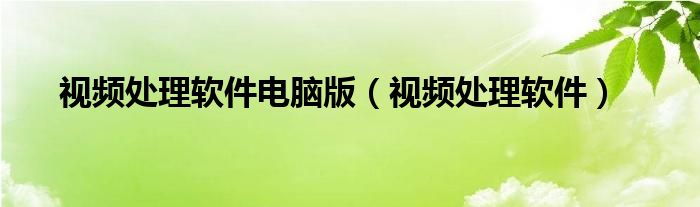 视频处理软件电脑版（视频处理软件）