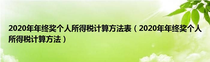 2020年年终奖个人所得税计算方法表（2020年年终奖个人所得税计算方法）