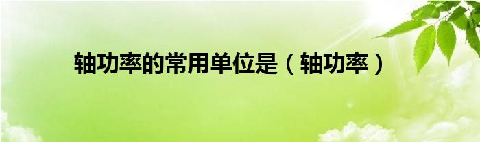 轴功率的常用单位是（轴功率）