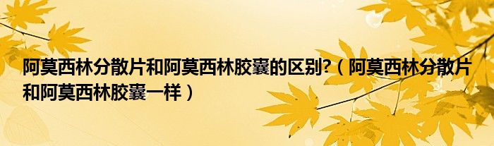 阿莫西林分散片和阿莫西林胶囊的区别?（阿莫西林分散片和阿莫西林胶囊一样）