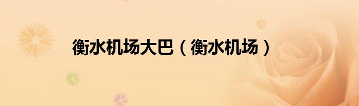 衡水机场大巴（衡水机场）