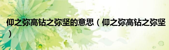仰之弥高钻之弥坚的意思（仰之弥高钻之弥坚）