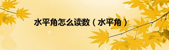 水平角怎么读数（水平角）