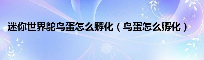 迷你世界鸵鸟蛋怎么孵化（鸟蛋怎么孵化）