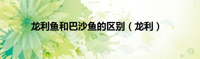 龙利鱼和巴沙鱼的区别（龙利）