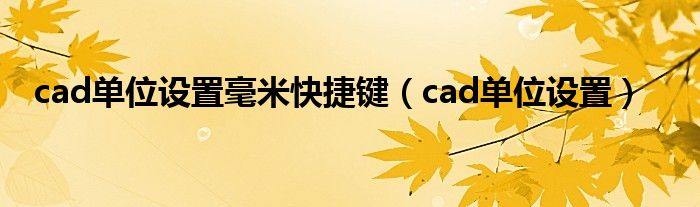 cad单位设置毫米快捷键（cad单位设置）