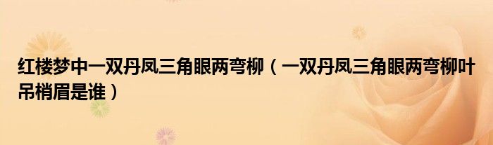 红楼梦中一双丹凤三角眼两弯柳（一双丹凤三角眼两弯柳叶吊梢眉是谁）
