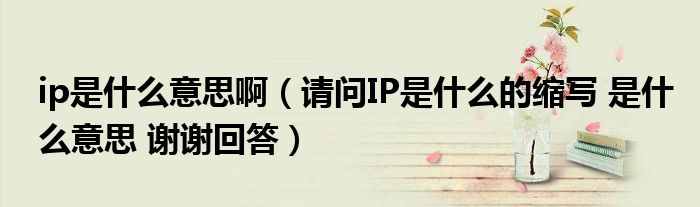 ip是什么意思啊（请问IP是什么的缩写 是什么意思 谢谢回答）