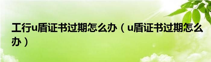 工行u盾证书过期怎么办（u盾证书过期怎么办）