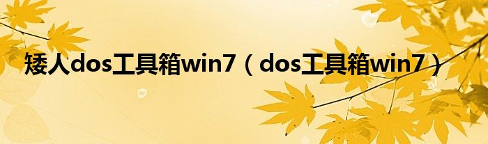 矮人dos工具箱win7（dos工具箱win7）