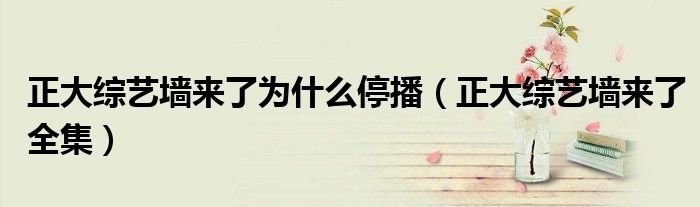 正大综艺墙来了为什么停播（正大综艺墙来了全集）