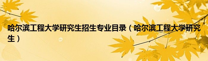 哈尔滨工程大学研究生招生专业目录（哈尔滨工程大学研究生）
