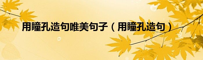 用瞳孔造句唯美句子（用瞳孔造句）