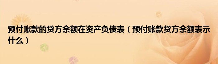 预付账款的贷方余额在资产负债表（预付账款贷方余额表示什么）