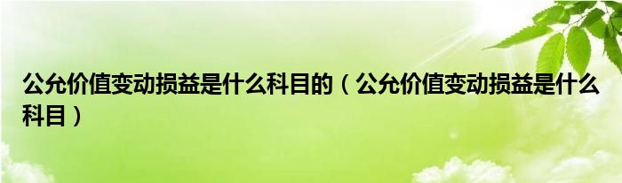 公允价值变动损益是什么科目的（公允价值变动损益是什么科目）
