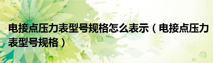 电接点压力表型号规格怎么表示（电接点压力表型号规格）