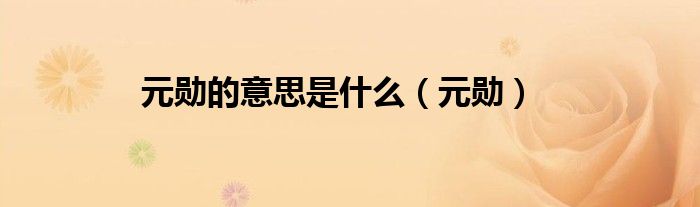 元勋的意思是什么（元勋）