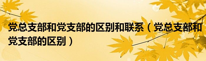 党总支部和党支部的区别和联系（党总支部和党支部的区别）