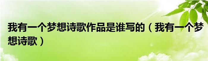 我有一个梦想诗歌作品是谁写的（我有一个梦想诗歌）