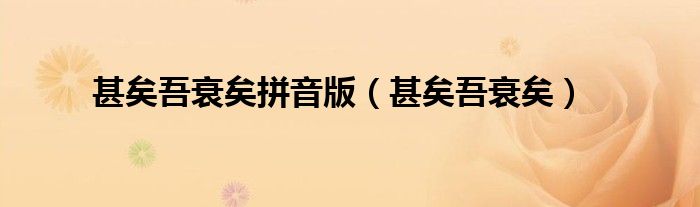 甚矣吾衰矣拼音版（甚矣吾衰矣）