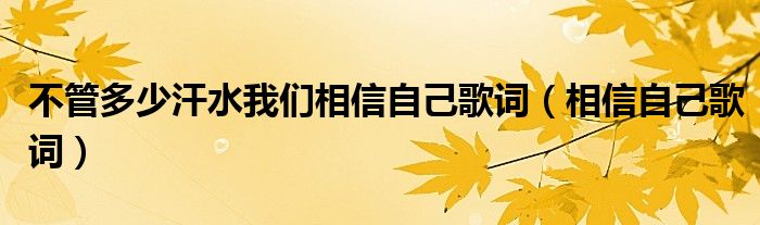 不管多少汗水我们相信自己歌词（相信自己歌词）