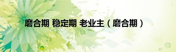 磨合期 稳定期 老业主（磨合期）