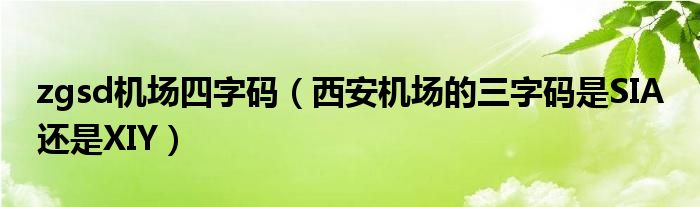 zgsd机场四字码（西安机场的三字码是SIA 还是XIY）